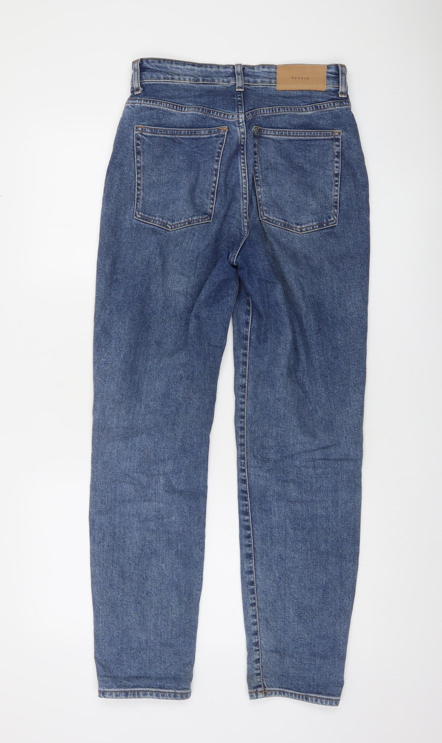 H&M Women’s Blue Denim Mom Jeans Size 8 High Waist Regular Fit