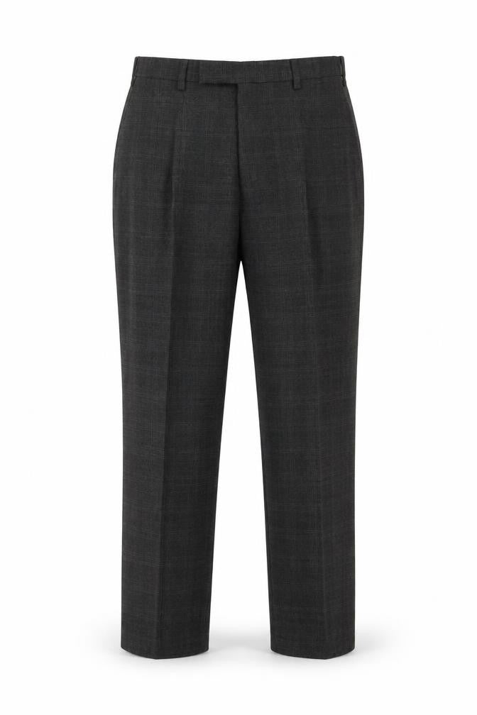 Marks & Spencer Men's Grey Check Wool Blend Dress Trousers 32W 31L