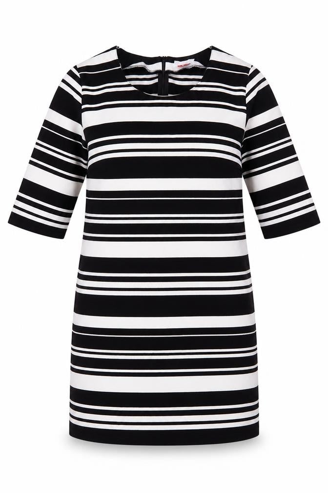 Lee Cooper Women's Black Striped Knee Length Shift Dress Size 12