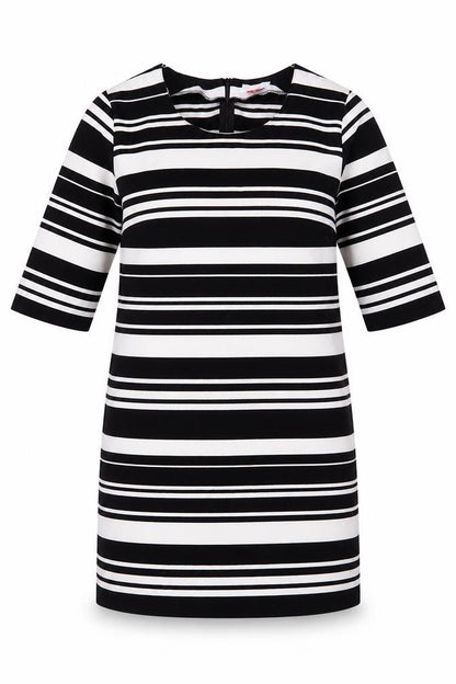 Front view of Lee Cooper Women's Black Striped Knee Length Shift Dress, size 12