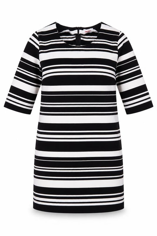 Lee Cooper Women's Black Striped Knee Length Shift Dress Size 12