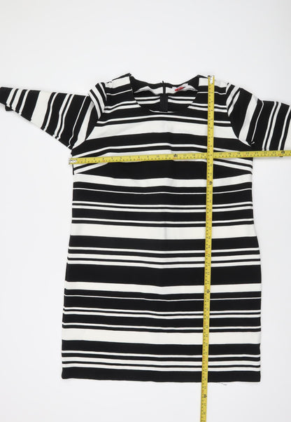 Back view of Lee Cooper Women's Black Striped Knee Length Shift Dress, size 12