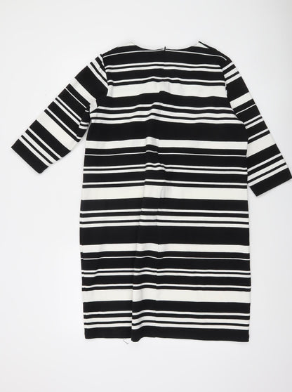 Close-up detail of Lee Cooper Women's Black Striped Knee Length Shift Dress, size 12
