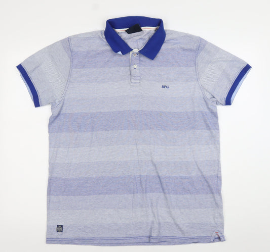 McGregor Men's Blue Striped Cotton Polo Shirt Size L