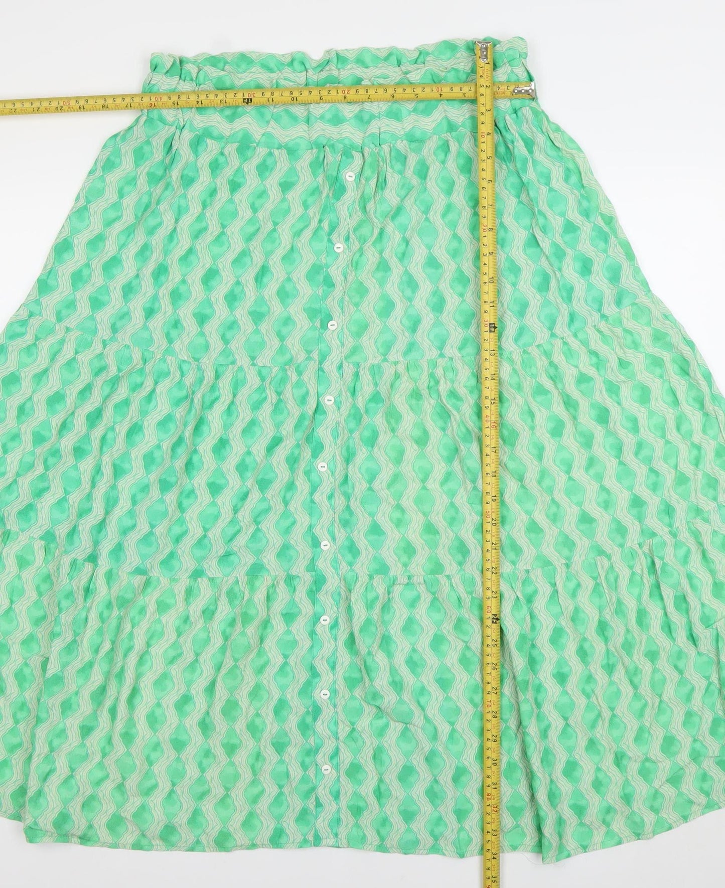 Gallery Women’s Green Bohemian Midi A-Line Viscose Skirt Size L