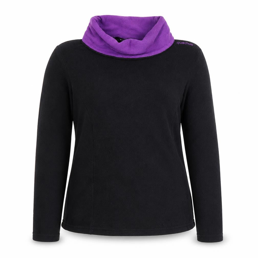 Quechua Womens Black & Purple Fleece Pullover Sweatshirt Size M