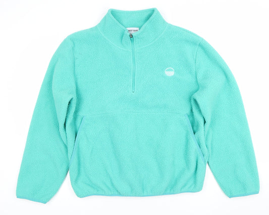 West Quay Women’s Turquoise Fleece 1/4 Zip Pullover Sweatshirt Size 16