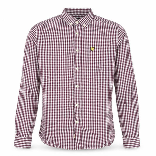 Lyle & Scott Men's Red Check Slim Fit Long Sleeve Button-Up Shirt M