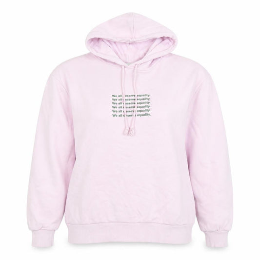 Monki Women's Pink Pullover Hoodie Small Cotton-Poly Equality Print