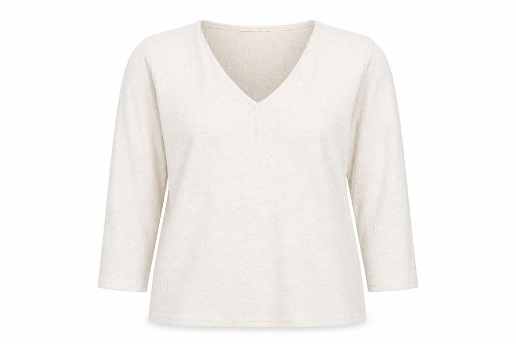 Gerard Women's Ivory V-Neck 3/4 Sleeve Stretch Top Size 16