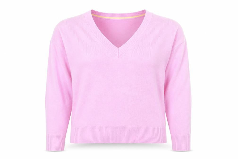 Next Women Pink V-Neck Acrylic Knit Jumper M