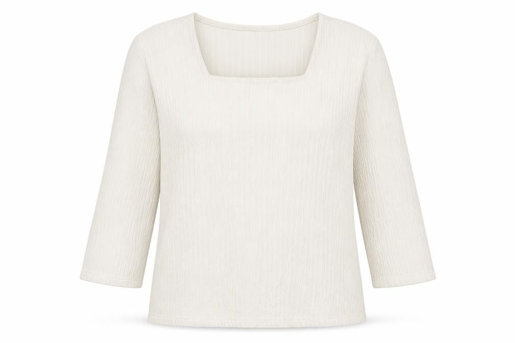 Just Elegance Women Ivory Square Neck 3/4 Sleeve Blouse Size 16