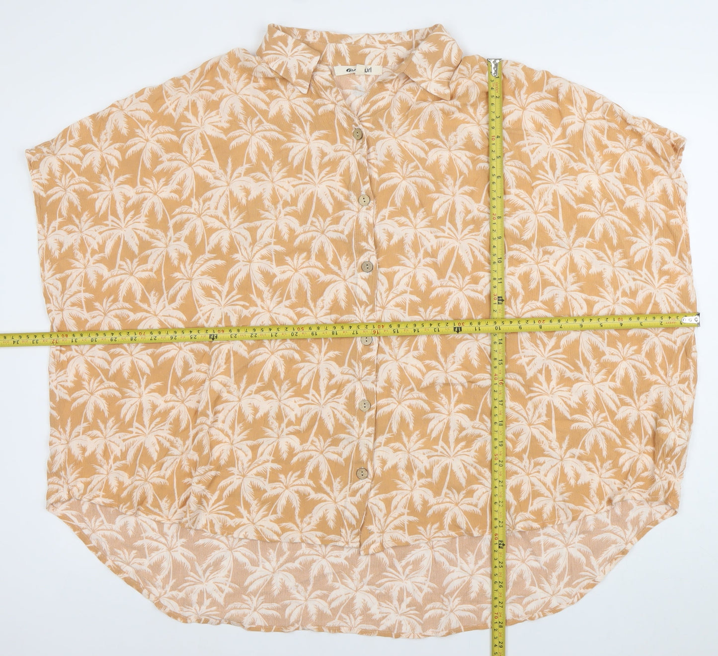 Rip Curl Womens Beige Tropical Button-Up Tunic Shirt M
