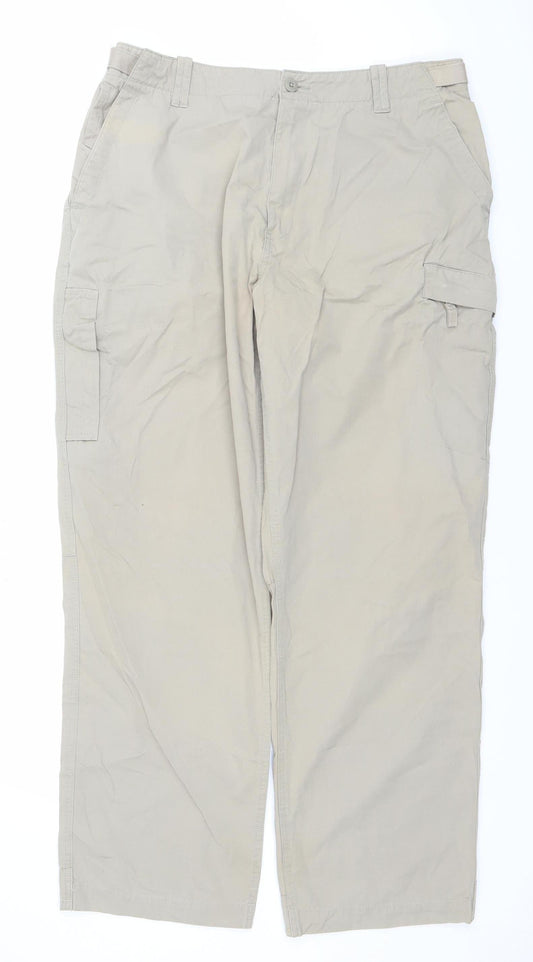 Marks and Spencer Men’s Beige Cargo Trousers 36W 31L Cotton Pockets