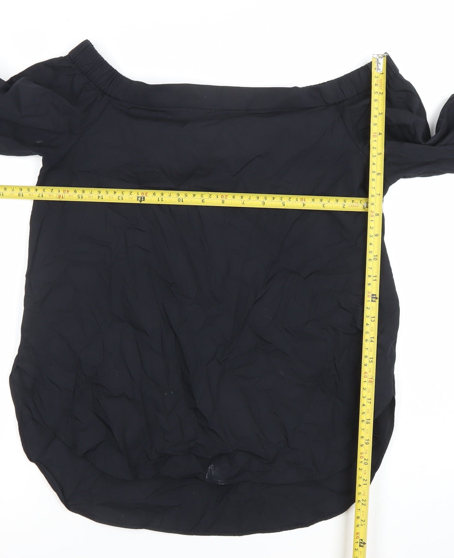 Dunnes Womens Black Off Shoulder 3/4 Sleeve Cotton Blouse Size 10