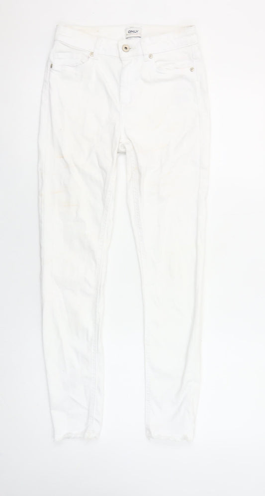 ONLY Women's White Ankle Skinny Jeans Size S/32 Mid Rise Stretch Denim