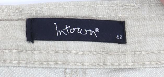 Intown Women Beige Cotton Blend Capri Trousers Size 14