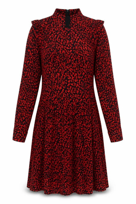 Zara Women's Red Animal Print Shift Dress Size 12 Long Sleeve