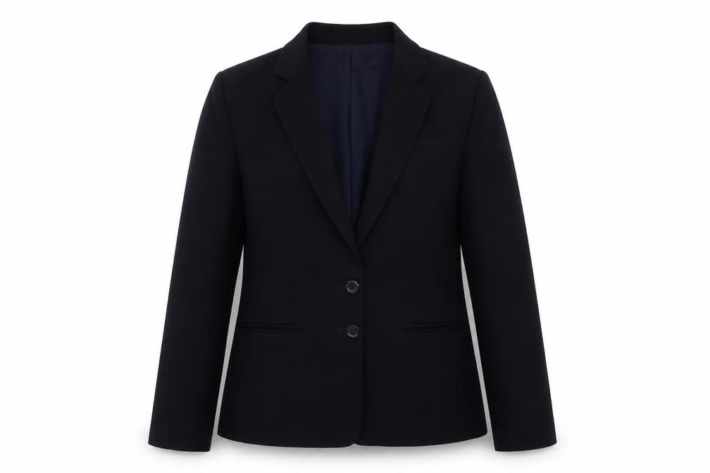 Brian Tucker Womens Black Wool Blend Suit Jacket UK 10 Classic Two Button Blazer