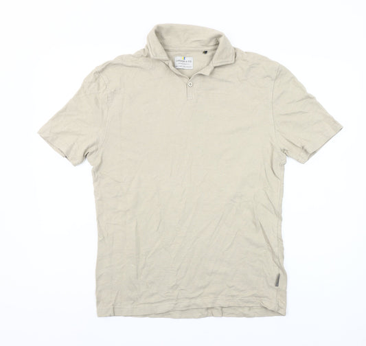 Larsson & Co Men's Beige Cotton Short Sleeve Polo Shirt M