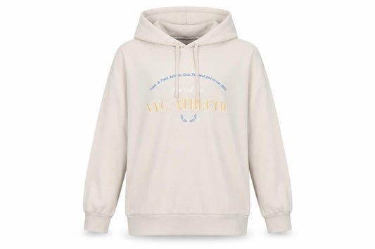 H&M Womens Beige NYC Athletic Pullover Hoodie Size S Cotton Blend
