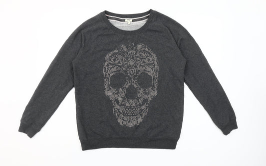 OVS Women's Charcoal Skull Graphic Pullover Sweatshirt Size M