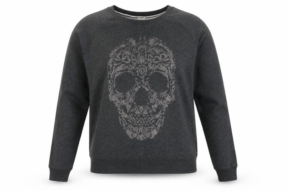 OVS Women's Charcoal Skull Graphic Pullover Sweatshirt Size M
