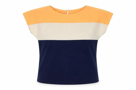 Swervë Women's Multicoloured Colourblock Cotton Blend T-Shirt S