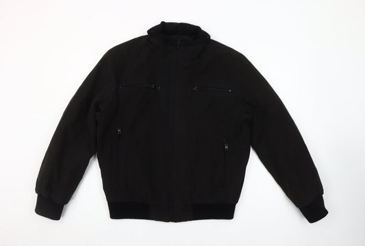 VANZEER Men's Black Bomber Jacket M Cotton Viscose Zip Casual