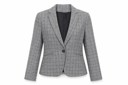 H&M Womens Grey Check Single-Breasted Blazer Size 10 Regular Fit