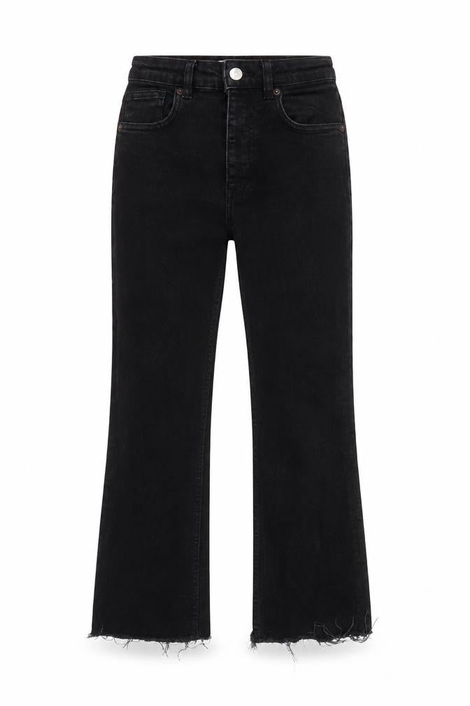 Zara Women Black Cropped Slim Jeans Size 8 High Rise Frayed Hem