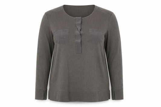 Gran Sasso Women Grey Wool Silk Henley Jumper Size 16