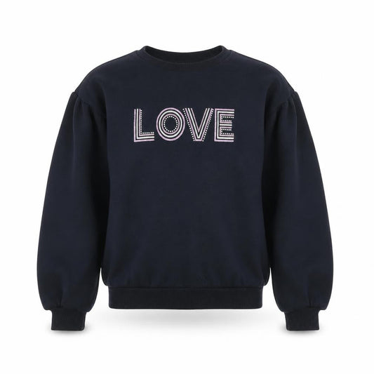 I Love Girlswear Navy LOVE Jumper Girls Age 12 Cotton Blend Crew Neck