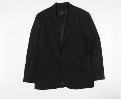 Additional front view of ASOS Design Women's Black Single-Breasted Blazer Jacket, size 38, Regular