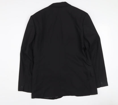 Close-up detail of ASOS Design Women's Black Single-Breasted Blazer Jacket, size 38, Regular