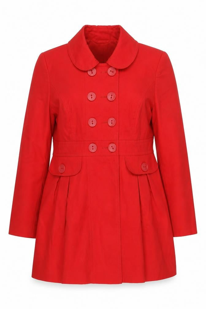 Dunnes Women's Red Cotton Pea Coat Size 14