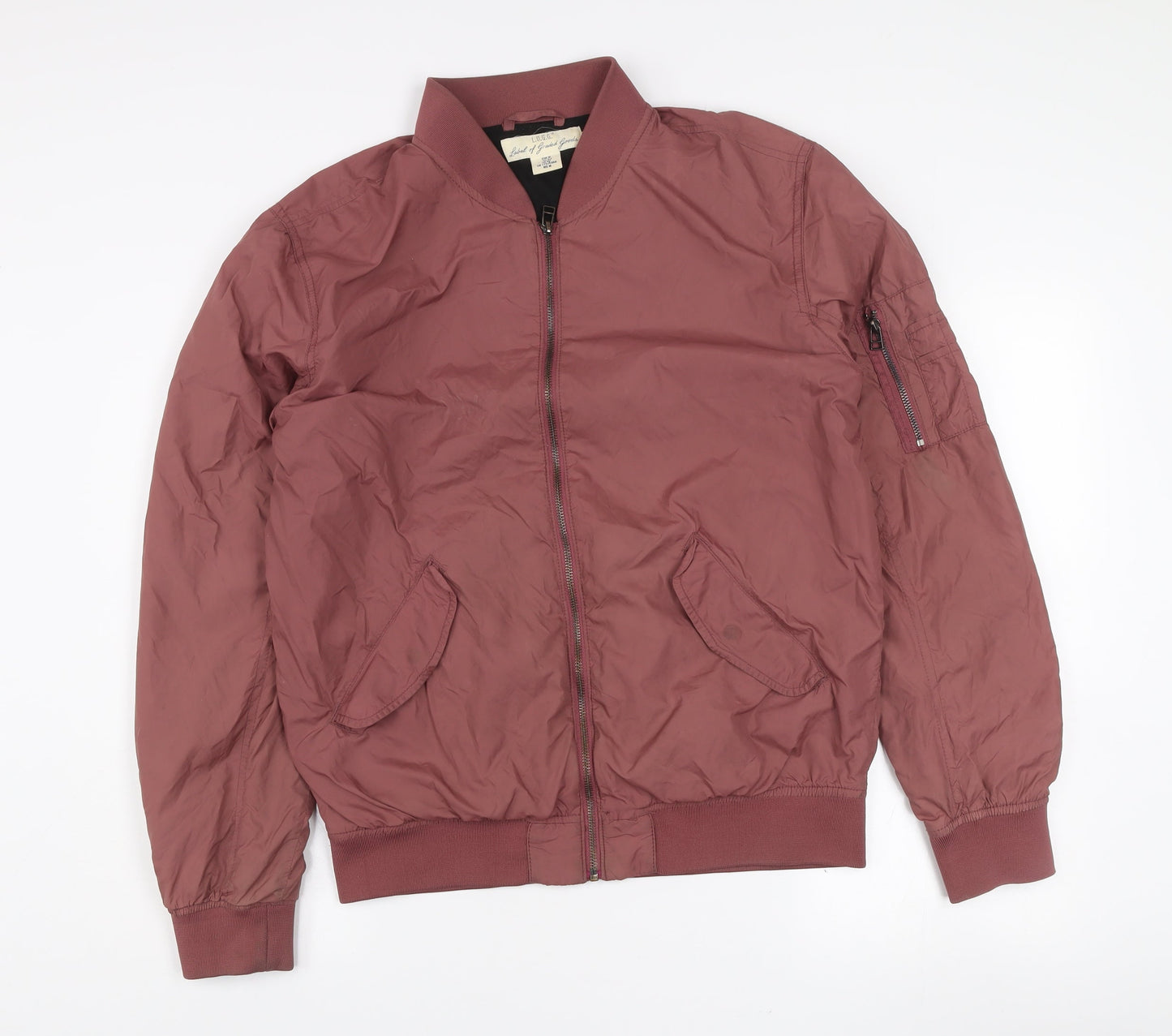 H&M L.O.G.G Men Brown Bomber Jacket Size M Full Zip Classic Style