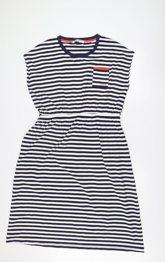 Kelly & Grace Women’s Blue Striped Sleeveless T-Shirt Dress XL Viscose
