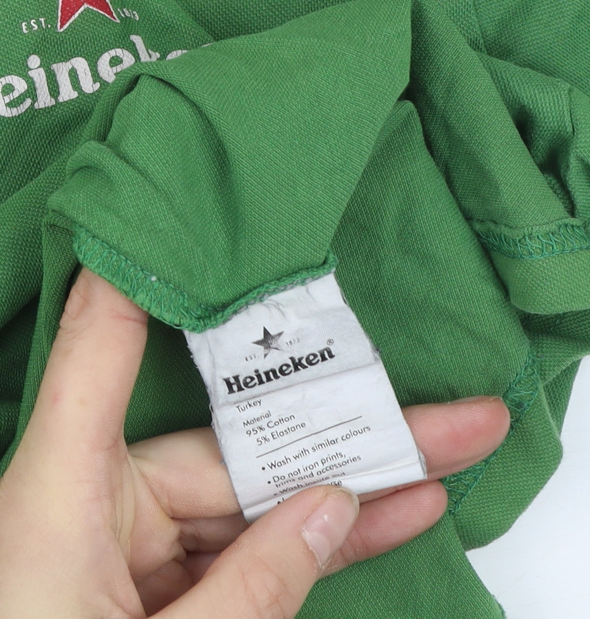 Heineken Men's Green Short Sleeve Polo Shirt Size S Cotton Blend