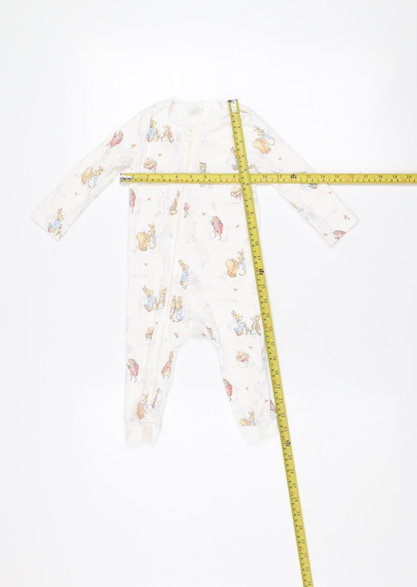 Beatrix Potter Peter Rabbit White Cotton Unisex 9-12M Babygrow