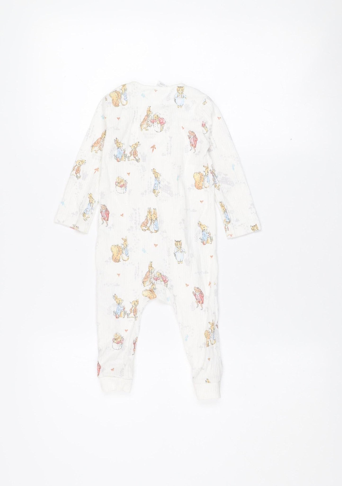 Beatrix Potter Peter Rabbit White Cotton Unisex 9-12M Babygrow