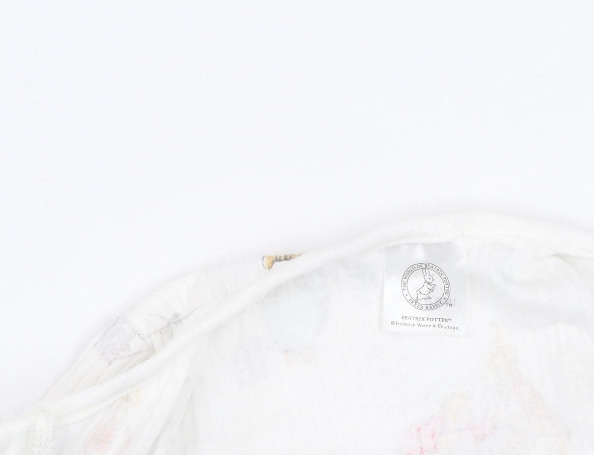 Beatrix Potter Peter Rabbit White Cotton Unisex 9-12M Babygrow