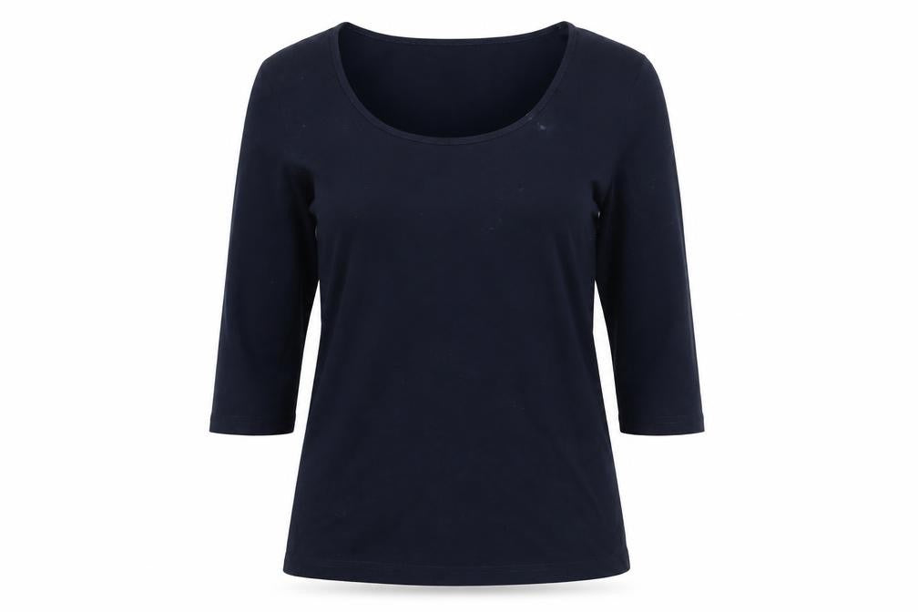 Dotti Women's Blue Scoop Neck 3/4 Sleeve Cotton T-Shirt Size S