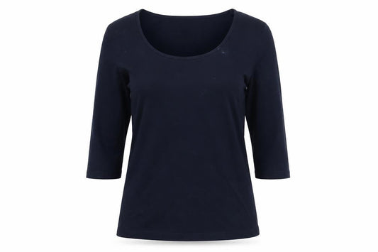 Dotti Women's Blue Scoop Neck 3/4 Sleeve Cotton T-Shirt Size S