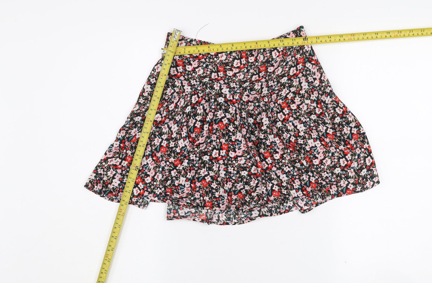 ZARA Womens Multicoloured Floral Pleated Short Flare Skirt XS