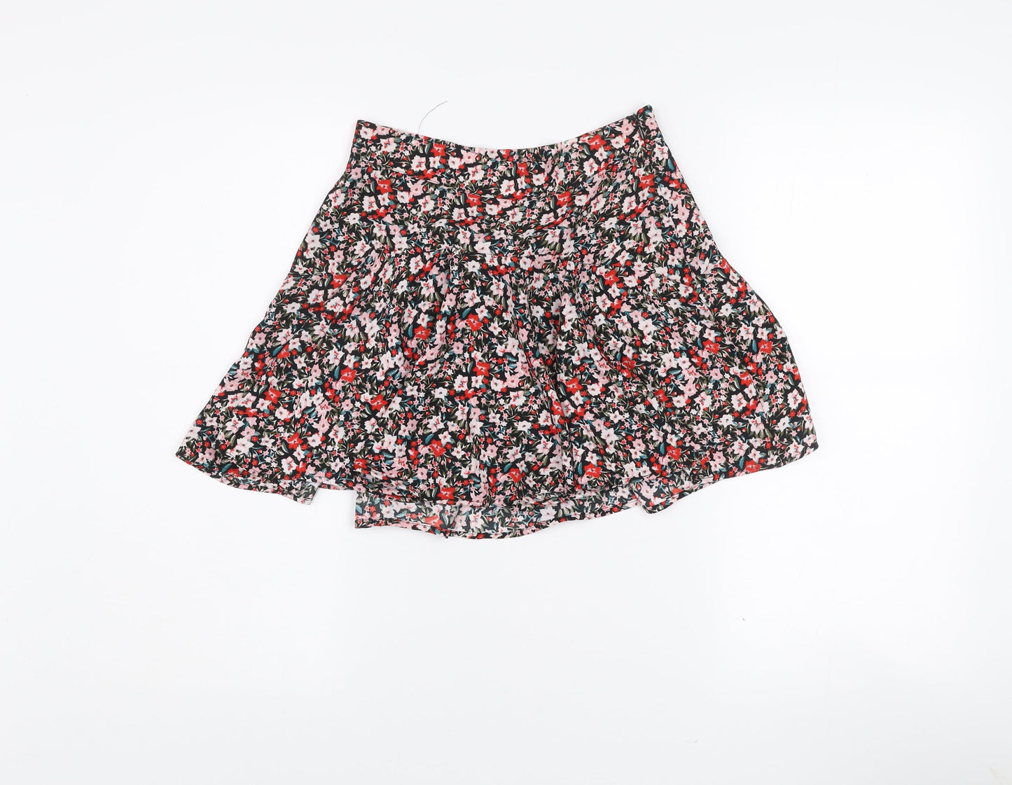 ZARA Womens Multicoloured Floral Pleated Short Flare Skirt XS