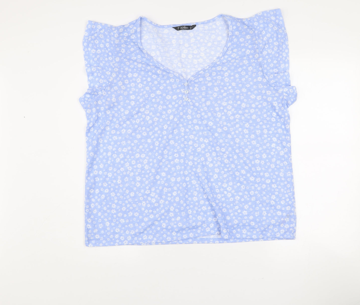 Dunnes Stores Women’s Pale Blue Floral V-Neck Sleeveless Top Size XL