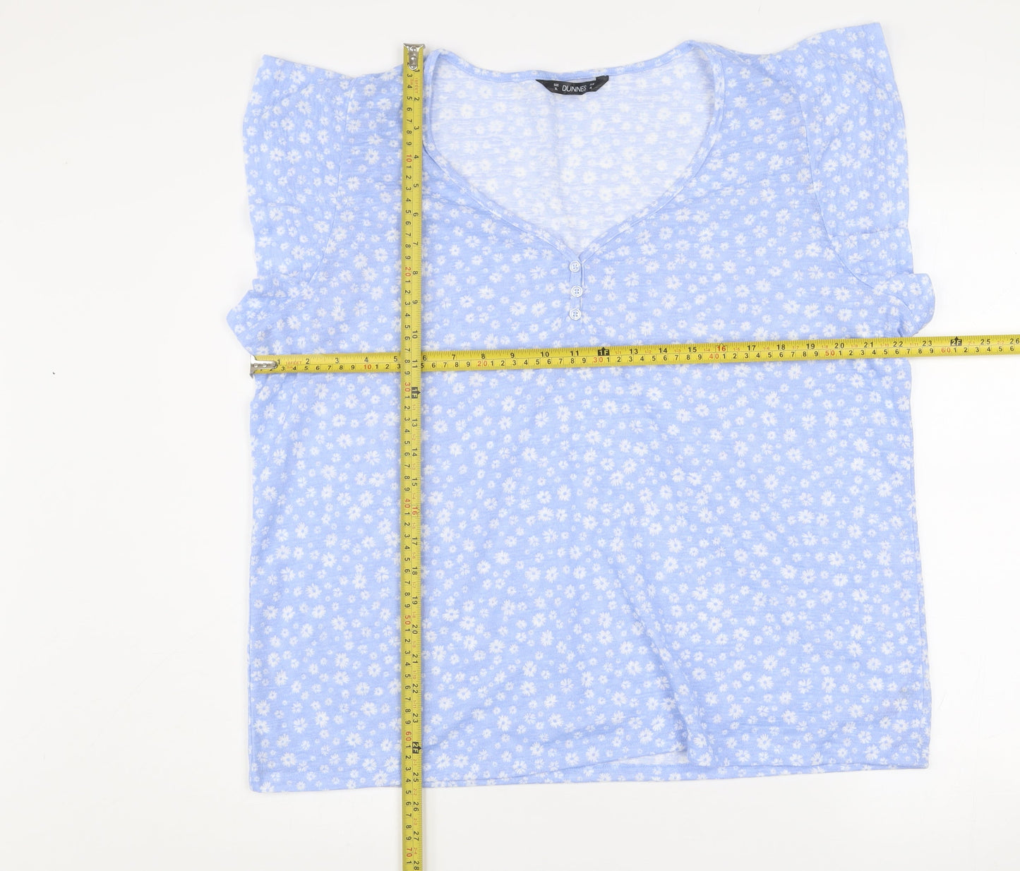 Dunnes Stores Women’s Pale Blue Floral V-Neck Sleeveless Top Size XL