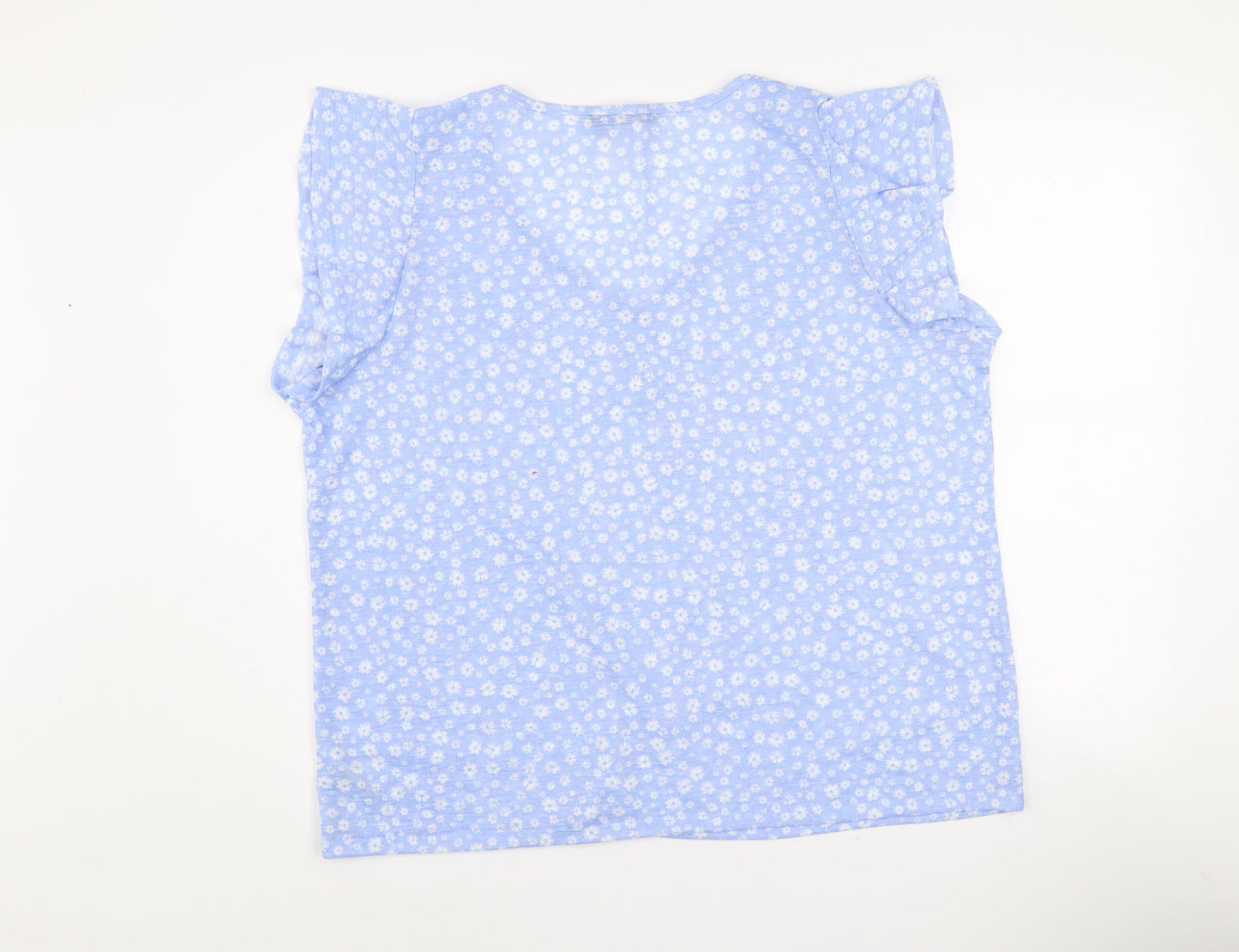 Dunnes Stores Women’s Pale Blue Floral V-Neck Sleeveless Top Size XL