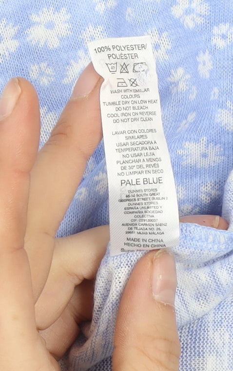 Dunnes Stores Women’s Pale Blue Floral V-Neck Sleeveless Top Size XL
